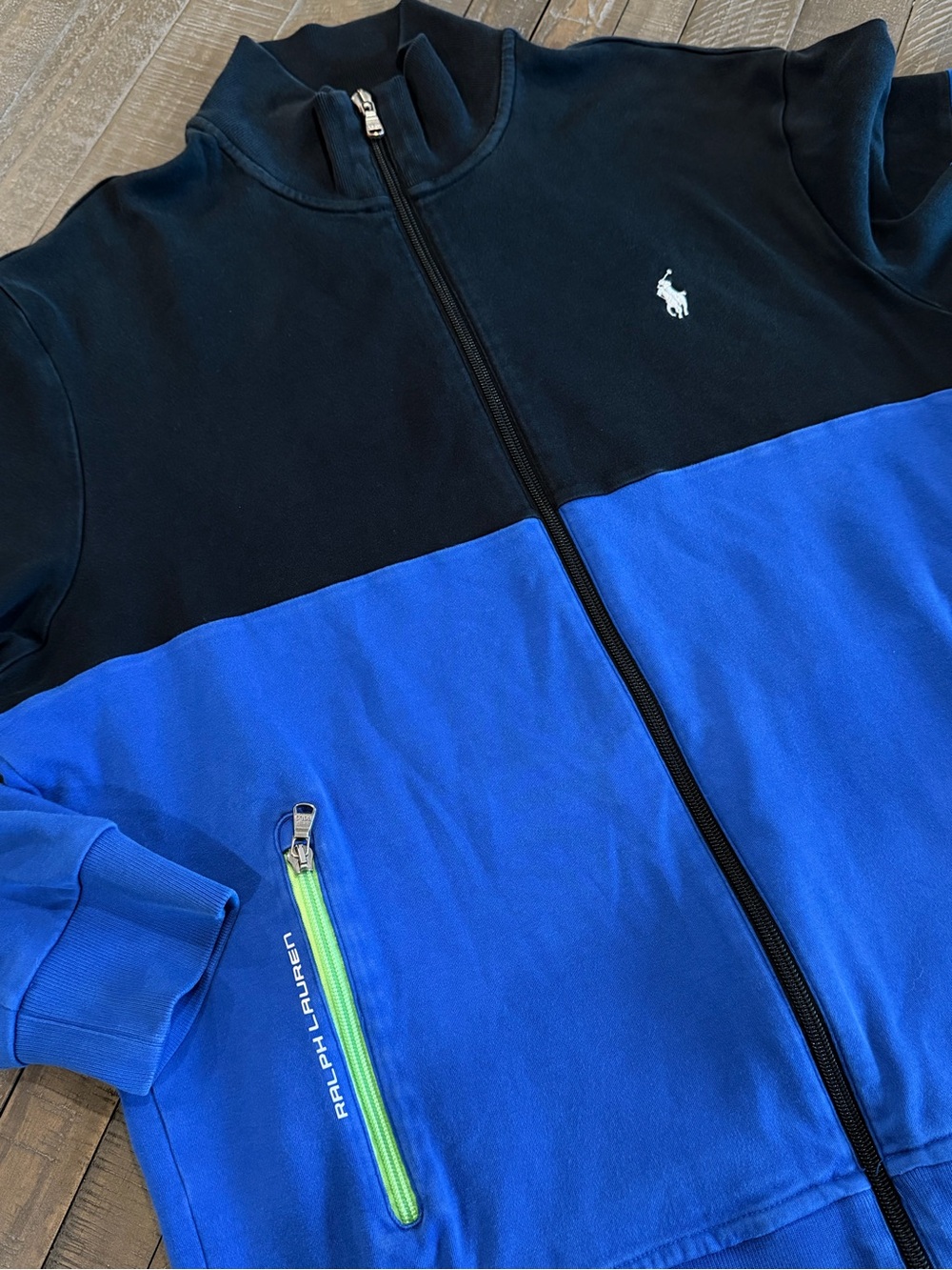 Polo Ralph Lauren Men’s Full Zip Track Jacket Blue Colourblock Large